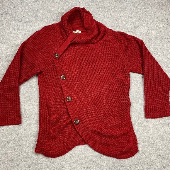 indigo sweater XL‎ red waffle Turtleneck statement Artsy Girly  Retro Minimalist - Picture 1 of 11